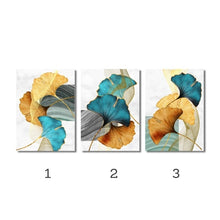 Charger l'image dans la galerie, Golden Blue Leaf Abstract Art