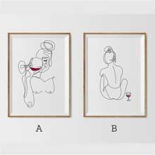 Load image into Gallery viewer, Woman Drinking Wine Abstract Lining