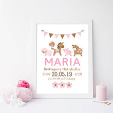 Load image into Gallery viewer, Personalized Baby Girl Birth Canvas