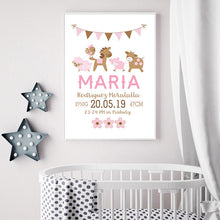 Load image into Gallery viewer, Personalized Baby Girl Birth Canvas