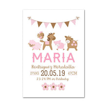 Load image into Gallery viewer, Personalized Baby Girl Birth Canvas