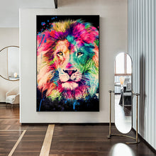 Load image into Gallery viewer, Colorful Watercolor Lion - Black Edition