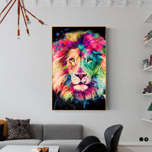 Load image into Gallery viewer, Colorful Watercolor Lion - Black Edition