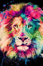 Load image into Gallery viewer, Colorful Watercolor Lion - Black Edition