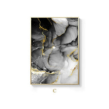 Charger l'image dans la galerie, Black & White Roses Leaf With Golden Rain River Abstract Art