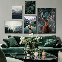 Load image into Gallery viewer, Nordic Foggy Forest Adventure Canvas Art