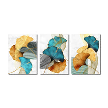 Charger l'image dans la galerie, Golden Blue Leaf Abstract Art