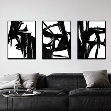 Charger l'image dans la galerie, Black and White Abstract Paint Brush Art