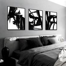 Charger l'image dans la galerie, Black and White Abstract Paint Brush Art
