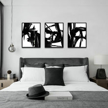 Charger l'image dans la galerie, Black and White Abstract Paint Brush Art