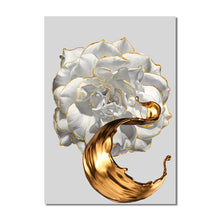 Charger l'image dans la galerie, Modern Abstract White Roses And Gold Paint Brush