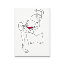 Load image into Gallery viewer, Woman Drinking Wine Abstract Lining