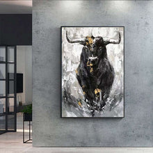 Charger l'image dans la galerie, Black Bull Abstract Painting
