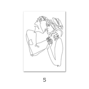 Abstract Line Drawing Love Couple Wall Art