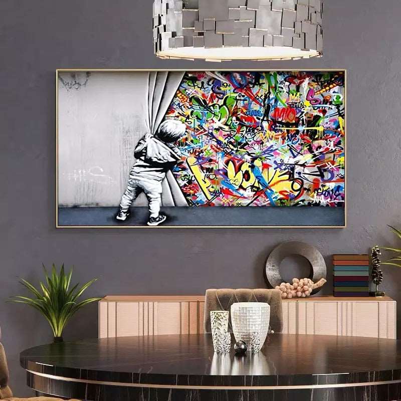 Behind The Curtain - Martin Whatson - Modern Stencil Graffiti Urban Art  Poster for Sale by Teecha