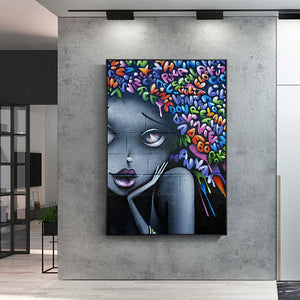 Modern Seductive Girl Graffiti Art