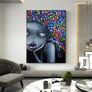 Modern Seductive Girl Graffiti Art