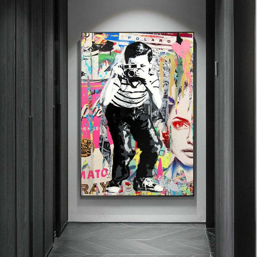 Banksy Street Art Polaroid Boy