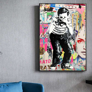 Banksy Street Art Polaroid Boy