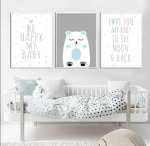 Load image into Gallery viewer, Blue Baby Bear Nursery Art
