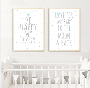 Blue Baby Bear Nursery Art