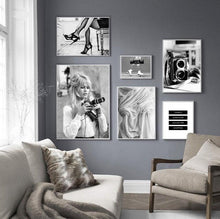 Load image into Gallery viewer, Black and White Retro Fashion Movie Decor
