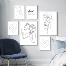 Charger l&#39;image dans la galerie, Abstract Line Drawing Love Couple Wall Art
