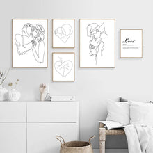 Charger l&#39;image dans la galerie, Abstract Line Drawing Love Couple Wall Art
