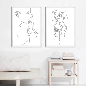 Abstract Line Drawing Love Couple Wall Art