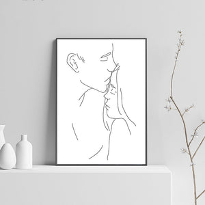 Abstract Line Drawing Love Couple Wall Art