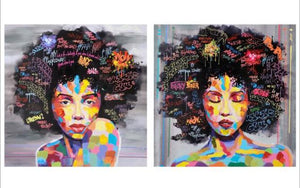 Abstract African Girl Hair Graffiti Art