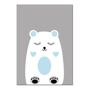 Blue Baby Bear Nursery Art