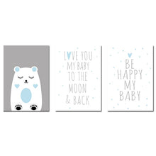 Load image into Gallery viewer, Blue Baby Bear Nursery Art
