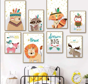 Adventurous Animal Kid Room Art