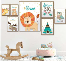 Load image into Gallery viewer, Adventurous Animal Kid Room Art

