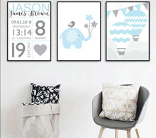 Load image into Gallery viewer, Baby Personalized Birth Nursery Art
