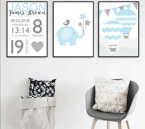 Baby Personalized Birth Nursery Art