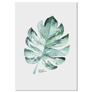 Watercolor Plants Leaf Scandinavian Decor