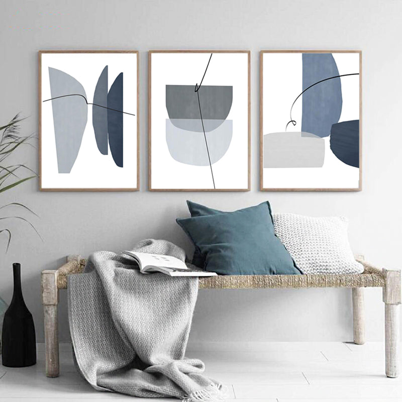 Blue Gray Geometric Abstract Art