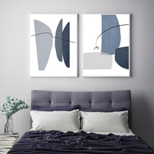 Load image into Gallery viewer, Blue Gray Geometric Abstract Art
