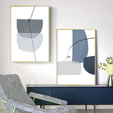 Load image into Gallery viewer, Blue Gray Geometric Abstract Art

