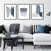 Load image into Gallery viewer, Blue Gray Geometric Abstract Art

