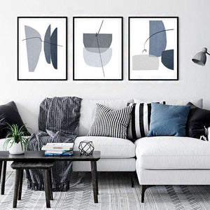 Blue Gray Geometric Abstract Art