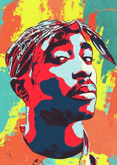 Portrait Of Tupac Pop Art - WV Premium Canvas Art