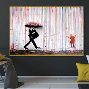 Banksy Man Walking In The Rain