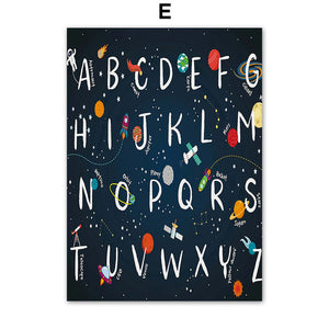 Spaceship Number Letter Nursery Wall Art