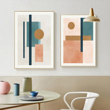 Load image into Gallery viewer, Minimalist Watercolor Pink Blue Geometric Shapes
