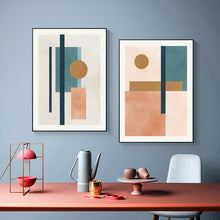 Load image into Gallery viewer, Minimalist Watercolor Pink Blue Geometric Shapes
