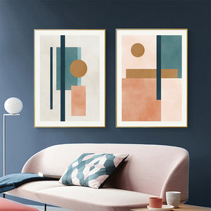 Minimalist Watercolor Pink Blue Geometric Shapes