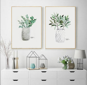 Watercolor Plants Leaf Scandinavian Decor